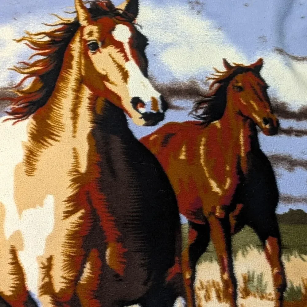 Wild Horses Fleece Blanket Throw Western Paint Horse Graphic 48